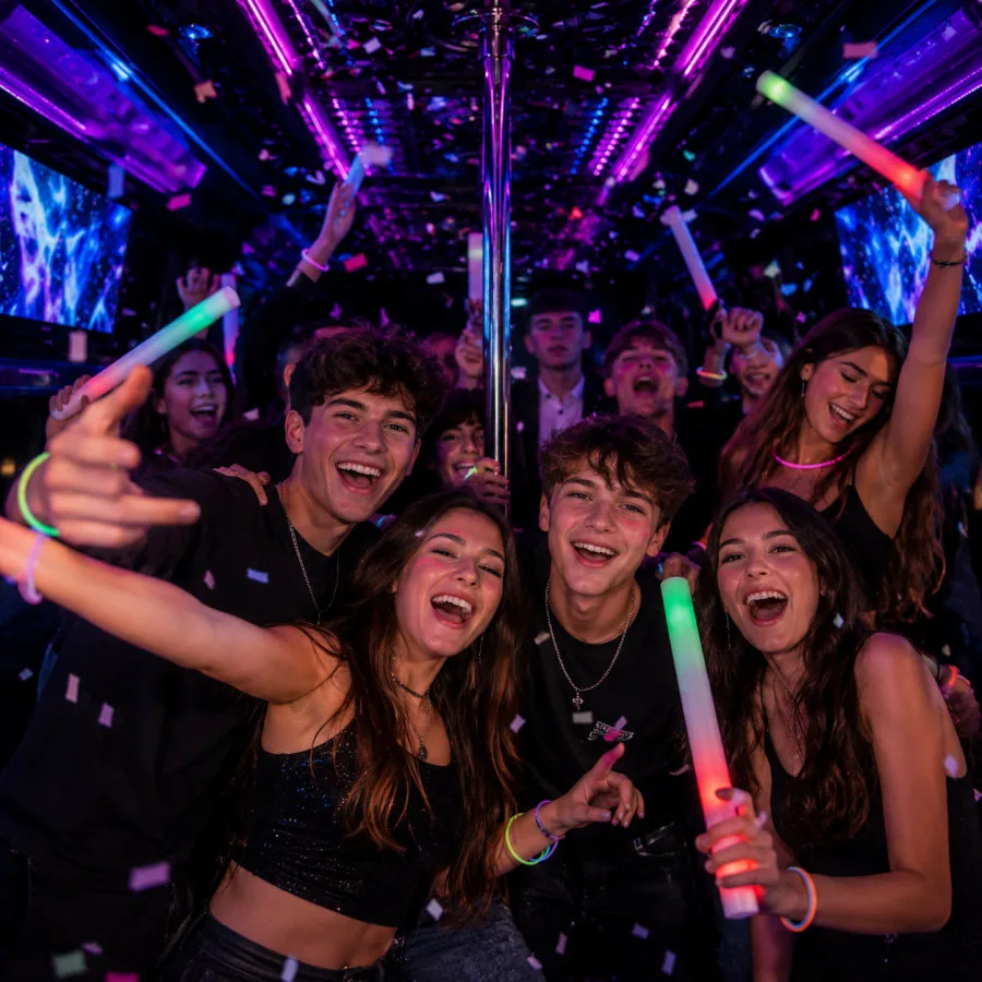 Adolescentes bailando en una discoteca sobre ruedas para menores de edad en Santiago