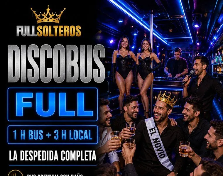 Plan DiscoBus Full de FullSolteros: 1 hora de bus y 3 horas de local privado